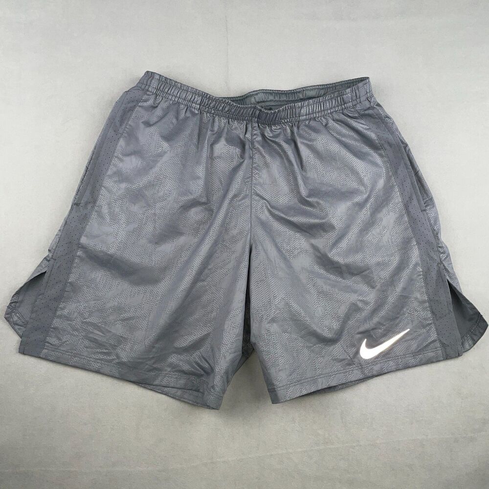 Nike Distance‎ Dri-FIT 7" Running Shorts Mens M Reflective Gray 859203-065 Lined